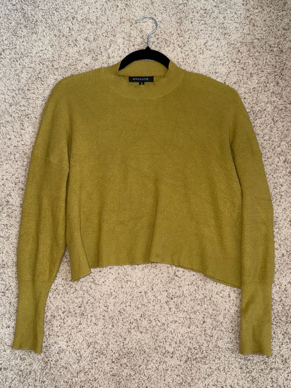 Chartreuse Cropped Crewneck Sweater - S